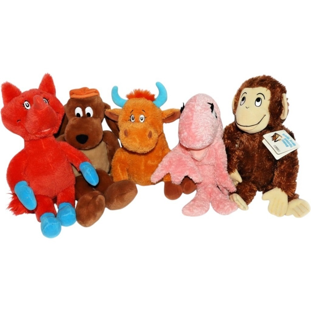 DR. SEUSS Stuffed Plush Toys Lot of 5 Animals Characters Fox Fish Monkey Dog Cow
